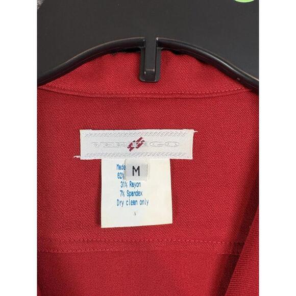 90s Vintage Designer Vertigo Paris Blazer Womens Medium Red Silver Accents Zips - Picture 10 of 15